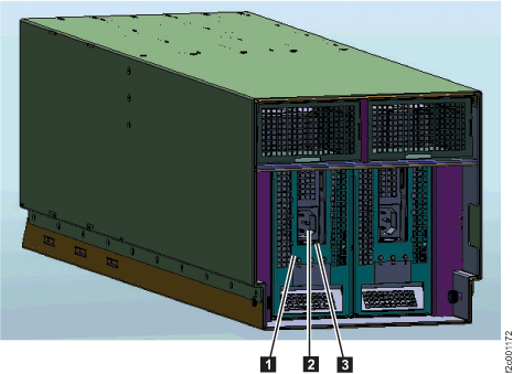 I/O enclosure power supply, power connector, and handle